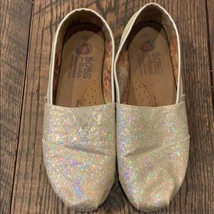 Silver Sparkly BOBS by Skechers. Sz 9
